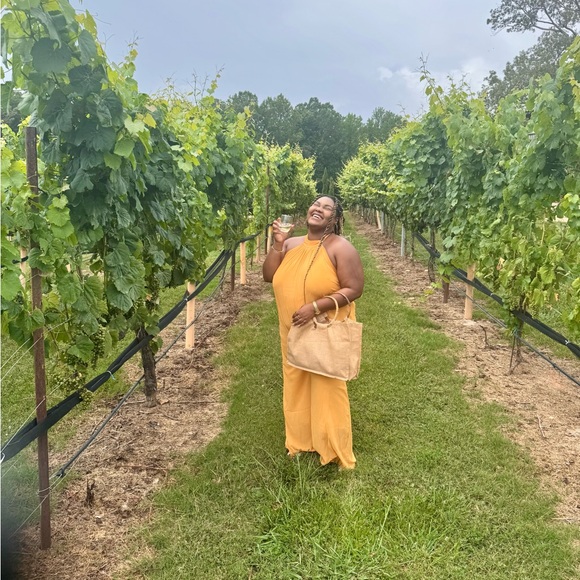 Mustard Yellow Halter Jumpsuit - Picture 2 of 3